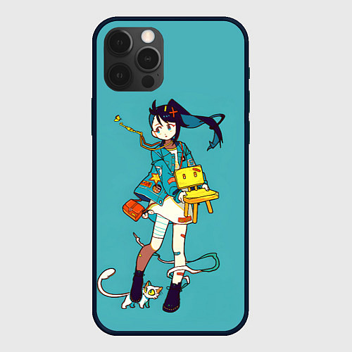 Чехол iPhone 12 Pro Судзумэ закрывает двери / 3D-Черный – фото 1