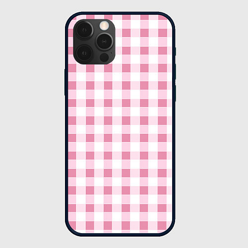 Чехол iPhone 12 Pro Барби-розовый: клетка / 3D-Черный – фото 1