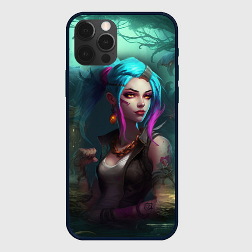 Чехол iPhone 12 Pro Jinx fantasy art Arcane League of Legends / 3D-Черный – фото 1