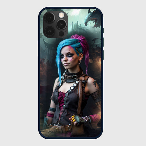 Чехол iPhone 12 Pro Fantasy Jinx Art Arcane League of Legends / 3D-Черный – фото 1