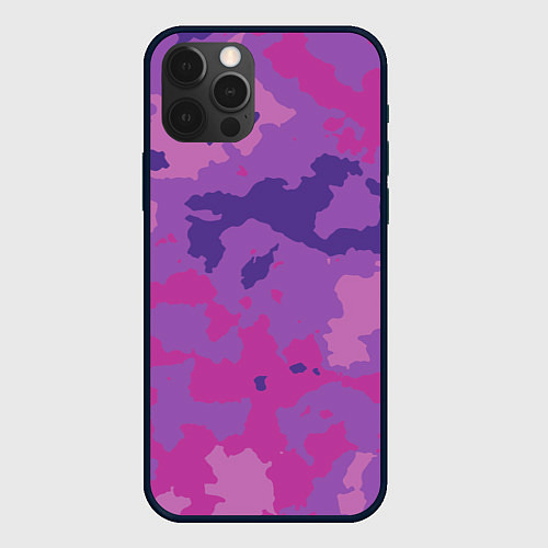 Чехол iPhone 12 Pro Фиолетовый камуфляж / 3D-Черный – фото 1