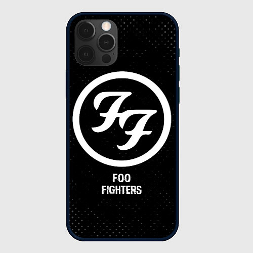 Чехол iPhone 12 Pro Foo Fighters glitch на темном фоне / 3D-Черный – фото 1