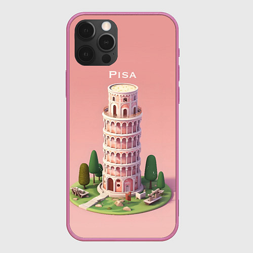 Чехол iPhone 12 Pro Pisa Isometric / 3D-Малиновый – фото 1