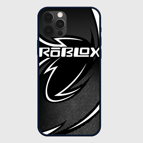 Чехол iPhone 12 Pro Роблокс - белая линия / 3D-Черный – фото 1