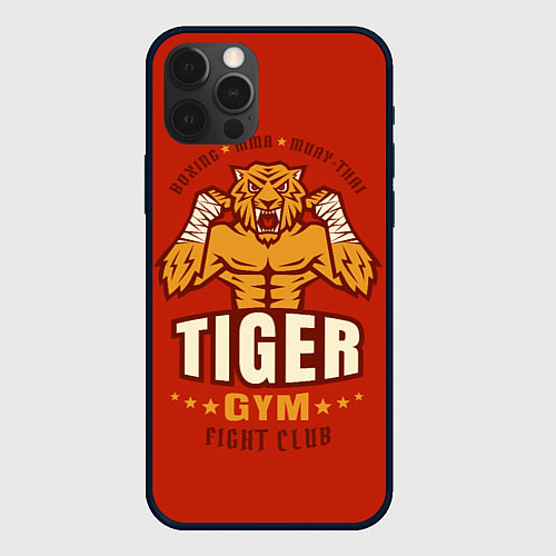 Чехол iPhone 12 Pro Tiger - боец / 3D-Черный – фото 1