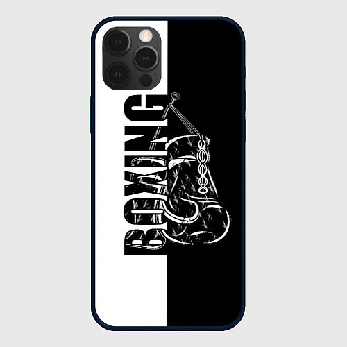 Чехол iPhone 12 Pro Boxing чёрно-белое / 3D-Черный – фото 1