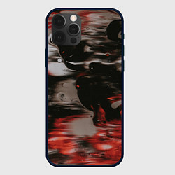 Чехол для iPhone 12 Pro Чёрные и красные волны, цвет: 3D-черный