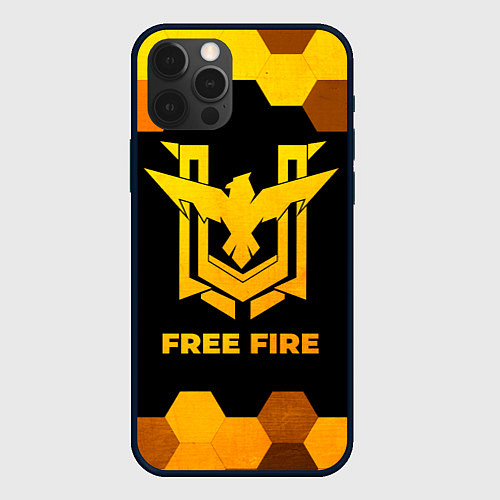 Чехол iPhone 12 Pro Free Fire - gold gradient / 3D-Черный – фото 1