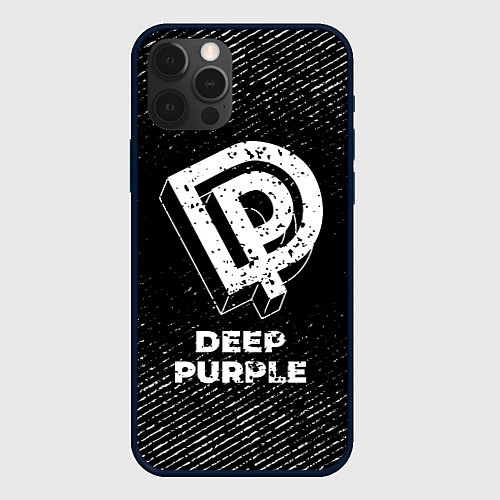 Чехол iPhone 12 Pro Deep Purple с потертостями на темном фоне / 3D-Черный – фото 1