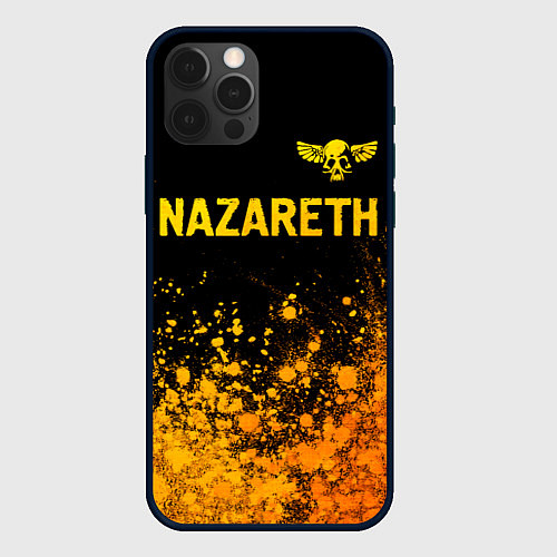 Чехол iPhone 12 Pro Nazareth - gold gradient: символ сверху / 3D-Черный – фото 1