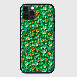Чехол для iPhone 12 Pro Объемные летние цветы, цвет: 3D-черный