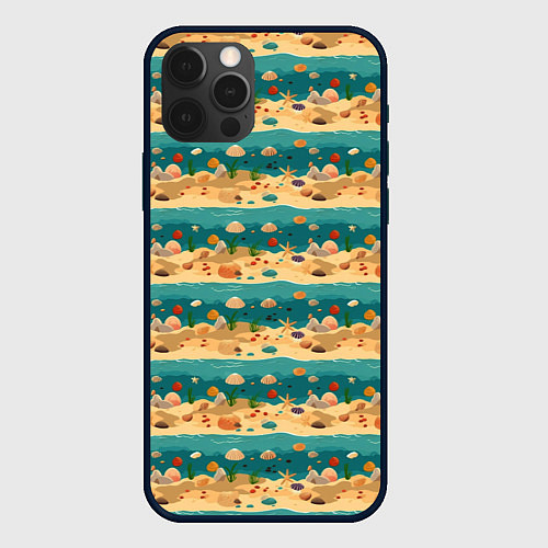 Чехол iPhone 12 Pro Пляж море и ракушки / 3D-Черный – фото 1