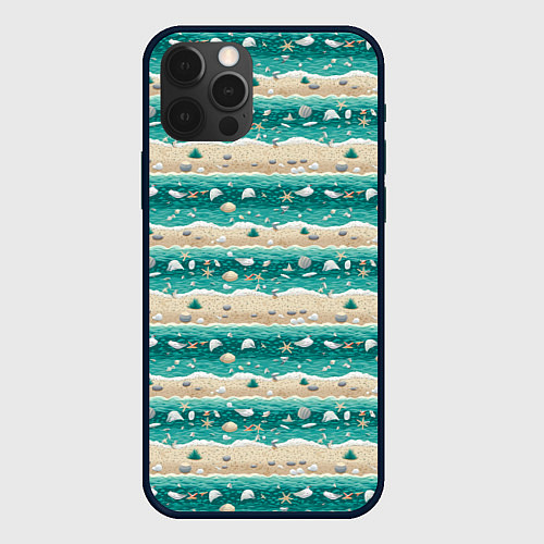 Чехол iPhone 12 Pro Ракушки и море / 3D-Черный – фото 1