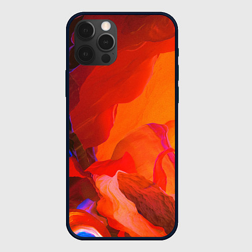 Чехол iPhone 12 Pro Красно-оранжевый камень / 3D-Черный – фото 1