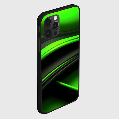 Чехол iPhone 12 Pro Black green textureпоп / 3D-Черный – фото 2