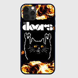 Чехол для iPhone 12 Pro The Doors рок кот и огонь, цвет: 3D-черный