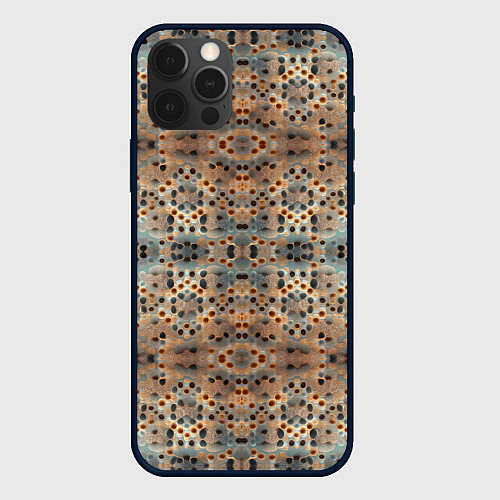 Чехол iPhone 12 Pro Ржавые абстрактные цветы в горошек / 3D-Черный – фото 1