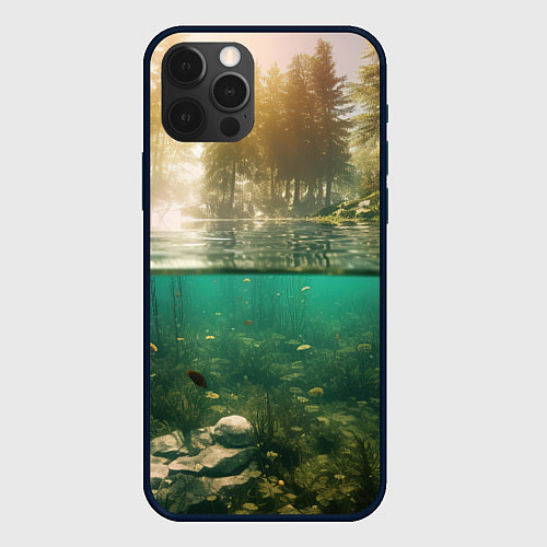 Чехол iPhone 12 Pro Поводный мир и рыбы / 3D-Черный – фото 1