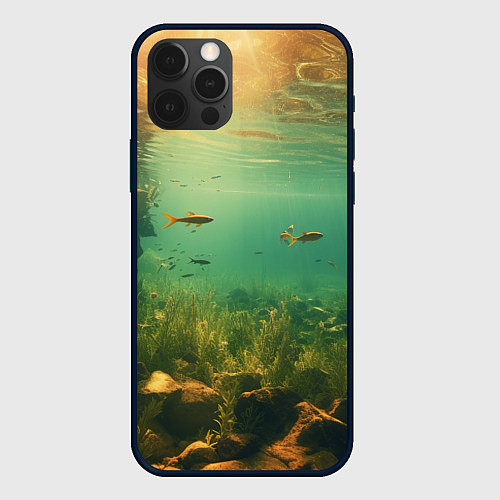 Чехол iPhone 12 Pro Рыбки в море / 3D-Черный – фото 1