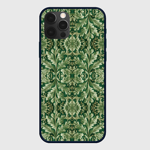 Чехол iPhone 12 Pro Зелёный гобелен / 3D-Черный – фото 1