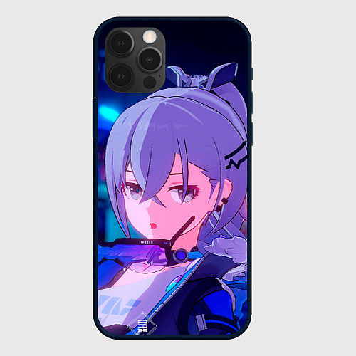 Чехол iPhone 12 Pro Хонкай Стар Рейл: Серебряный Волк / 3D-Черный – фото 1
