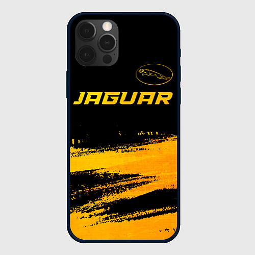 Чехол iPhone 12 Pro Jaguar - gold gradient: символ сверху / 3D-Черный – фото 1