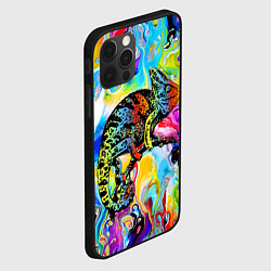 Чехол для iPhone 12 Pro Маскировка хамелеона на фоне ярких красок, цвет: 3D-черный — фото 2