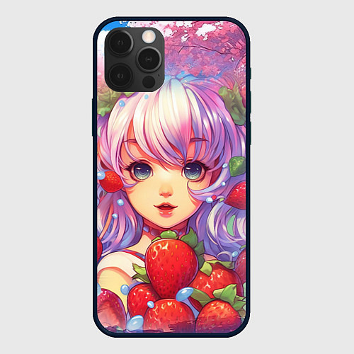 Чехол iPhone 12 Pro Девушка с фиолетовыми волосами / 3D-Черный – фото 1