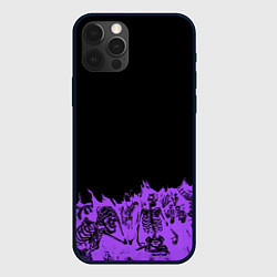 Чехол для iPhone 12 Pro Скелеты в неоновом огне, цвет: 3D-черный