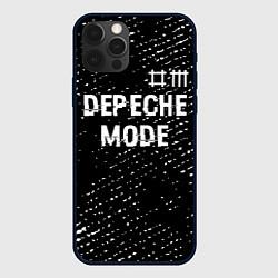 Чехол для iPhone 12 Pro Depeche Mode glitch на темном фоне: символ сверху, цвет: 3D-черный