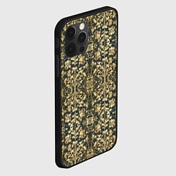 Чехол для iPhone 12 Pro Объемный золотой цветочный узор, цвет: 3D-черный — фото 2