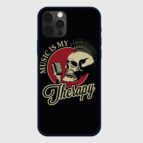 Чехол iPhone 12 Pro Музыка моя терапия / 3D-Черный – фото 1
