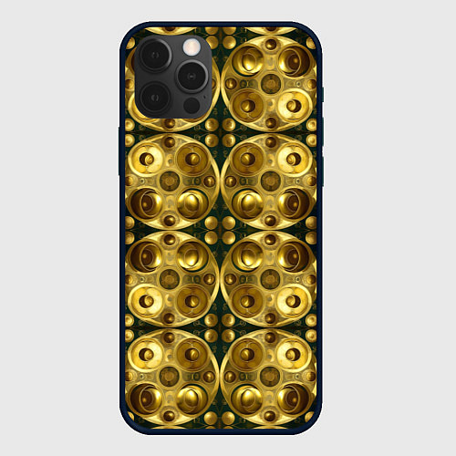 Чехол iPhone 12 Pro Золотые защитные пластины / 3D-Черный – фото 1