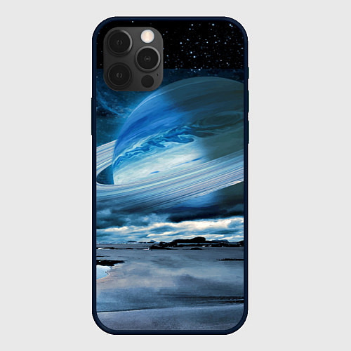 Чехол iPhone 12 Pro Падение Сатурна - пейзаж / 3D-Черный – фото 1