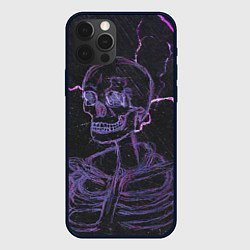 Чехол для iPhone 12 Pro Неоновый скелет и молнии, цвет: 3D-черный