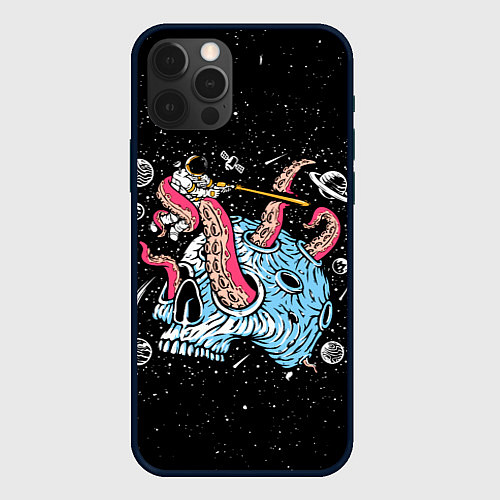 Чехол iPhone 12 Pro A planet in the form of a skull - pop art / 3D-Черный – фото 1