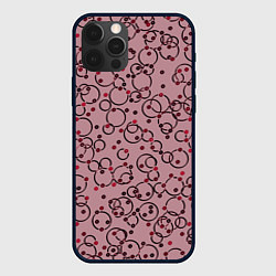 Чехол для iPhone 12 Pro Абстракция круги розовый, цвет: 3D-черный