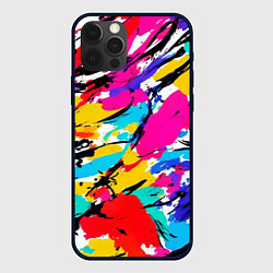Чехол для iPhone 12 Pro Абстрактные узоры штрихи, цвет: 3D-черный