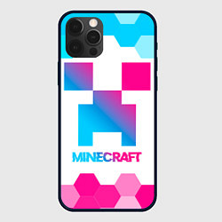 Чехол iPhone 12 Pro Minecraft neon gradient style