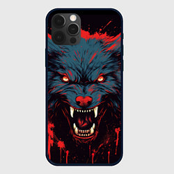 Чехол для iPhone 12 Pro Red blue wolf, цвет: 3D-черный