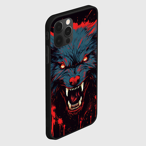 Чехол iPhone 12 Pro Red blue wolf / 3D-Черный – фото 2