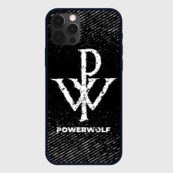 Чехол iPhone 12 Pro Powerwolf с потертостями на темном фоне