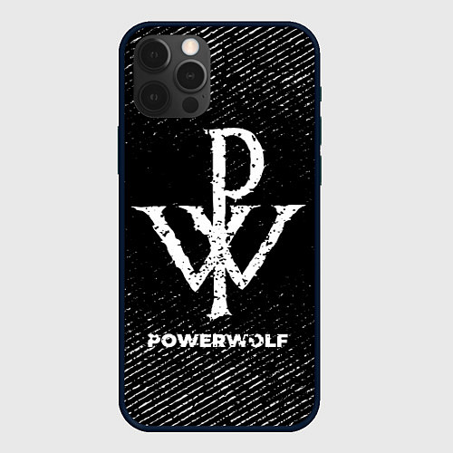 Чехол iPhone 12 Pro Powerwolf с потертостями на темном фоне / 3D-Черный – фото 1