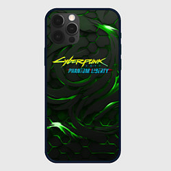 Чехол для iPhone 12 Pro Cyberpunk 2077 phantom liberty green, цвет: 3D-черный