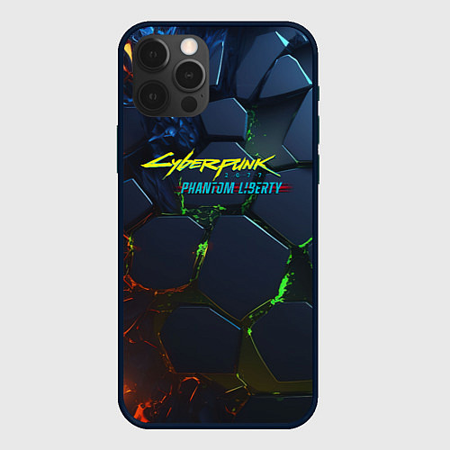 Чехол iPhone 12 Pro Cyberpunk 2077 phantom liberty logo / 3D-Черный – фото 1