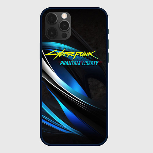 Чехол iPhone 12 Pro Cyberpunk 2077 phantom liberty blue abstract / 3D-Черный – фото 1