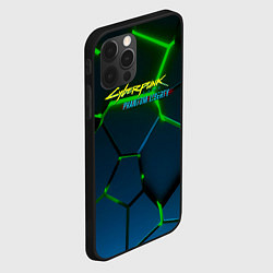 Чехол для iPhone 12 Pro Cyberpunk 2077 phantom liberty green neon, цвет: 3D-черный — фото 2