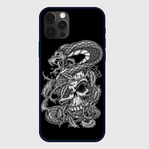 Чехол iPhone 12 Pro Cobra and skull / 3D-Черный – фото 1
