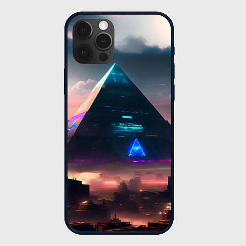 Чехол iPhone 12 Pro Киберпанк пирамида / 3D-Черный – фото 1