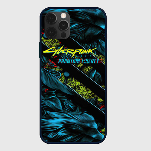 Чехол iPhone 12 Pro Cyberpunk 2077 phantom liberty abstract logo / 3D-Черный – фото 1